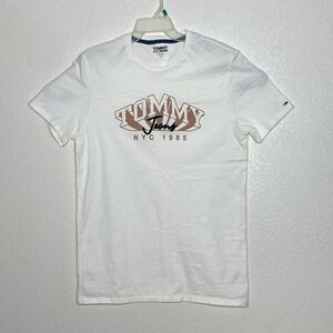 TOMMY JEANS Vintage White Medium Thick Cotton T Shirt Size L